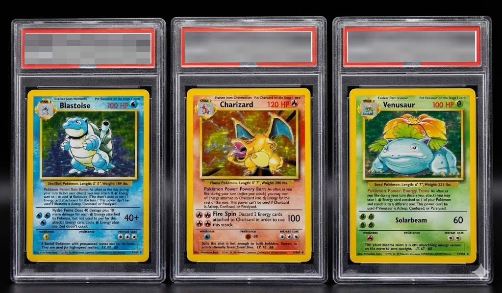 Original Base Set Holographic Pokémon Cards - Big Three